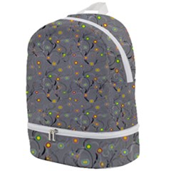 Abstract Flowers And Circle Zip Bottom Backpack by DinzDas