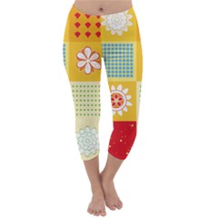 Abstract Flowers And Circle Capri Winter Leggings  by DinzDas