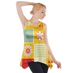 Abstract Flowers And Circle Side Drop Tank Tunic by DinzDas