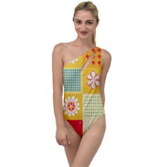 Abstract Flowers And Circle To One Side Swimsuit by DinzDas