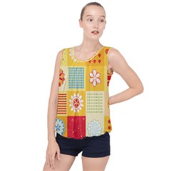 Abstract Flowers And Circle Bubble Hem Chiffon Tank Top by DinzDas