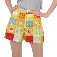 Abstract Flowers And Circle Ripstop Shorts by DinzDas