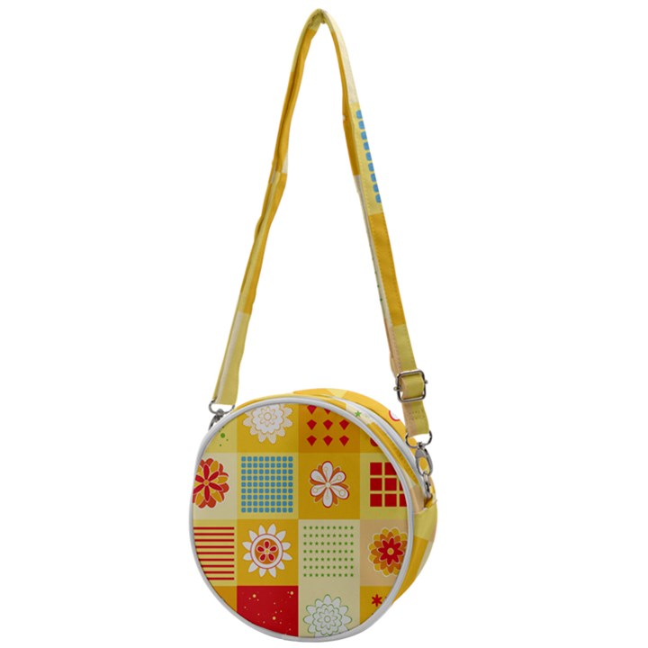 Abstract Flowers And Circle Crossbody Circle Bag