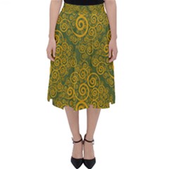 Abstract Flowers And Circle Classic Midi Skirt by DinzDas