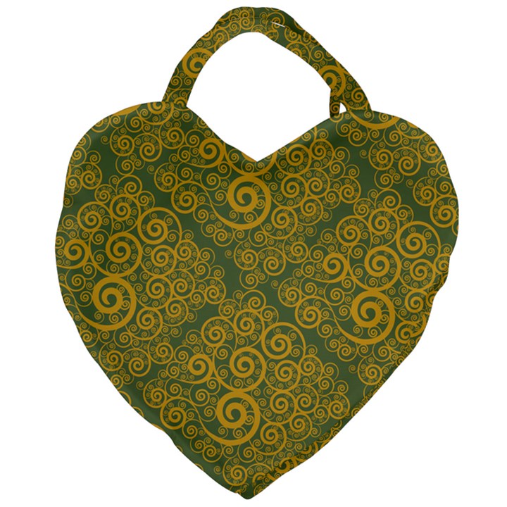 Abstract Flowers And Circle Giant Heart Shaped Tote