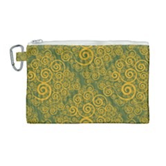 Abstract Flowers And Circle Canvas Cosmetic Bag (large) by DinzDas