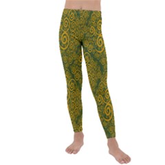 Abstract Flowers And Circle Kids  Lightweight Velour Leggings by DinzDas