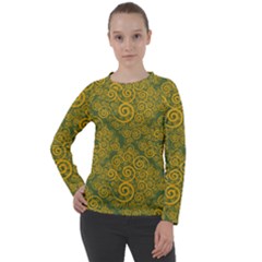 Abstract Flowers And Circle Women s Long Sleeve Raglan Tee