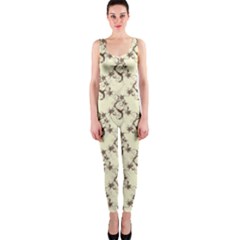 Abstract Flowers And Circle One Piece Catsuit by DinzDas