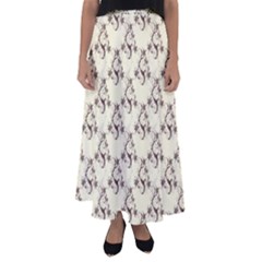 Abstract Flowers And Circle Flared Maxi Skirt by DinzDas