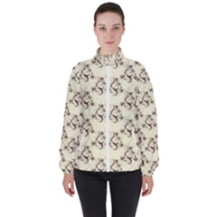 Abstract Flowers And Circle Women s High Neck Windbreaker by DinzDas