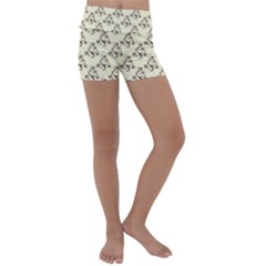 Abstract Flowers And Circle Kids  Lightweight Velour Yoga Shorts by DinzDas