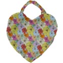 Abstract Flowers And Circle Giant Heart Shaped Tote View1