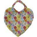 Abstract Flowers And Circle Giant Heart Shaped Tote View2