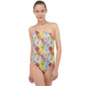 Abstract Flowers And Circle Classic One Shoulder Swimsuit View1