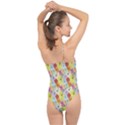 Abstract Flowers And Circle Classic One Shoulder Swimsuit View2