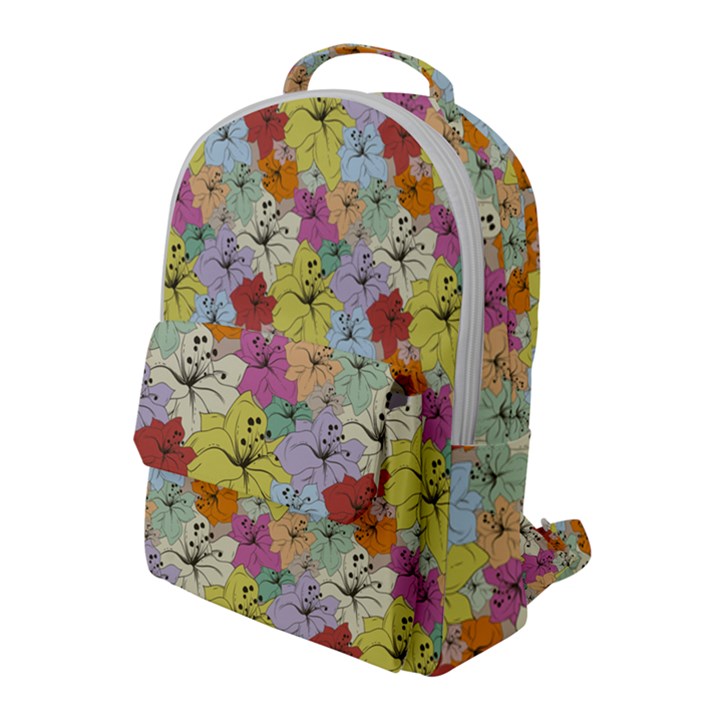 Abstract Flowers And Circle Flap Pocket Backpack (Large)