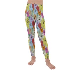 Abstract Flowers And Circle Kids  Lightweight Velour Leggings by DinzDas