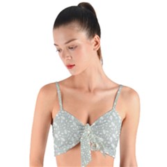 Abstract Flowers And Circle Woven Tie Front Bralet by DinzDas