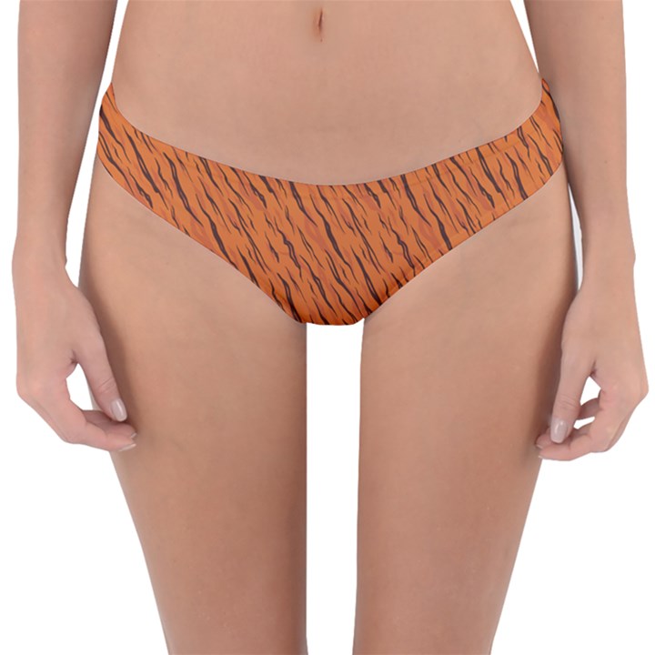 Animal Skin - Lion And Orange Skinnes Animals - Savannah And Africa Reversible Hipster Bikini Bottoms