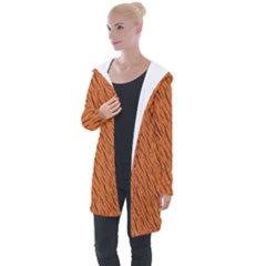 Animal Skin - Lion And Orange Skinnes Animals - Savannah And Africa Longline Hooded Cardigan by DinzDas