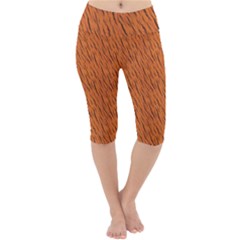 Animal Skin - Lion And Orange Skinnes Animals - Savannah And Africa Lightweight Velour Cropped Yoga Leggings by DinzDas