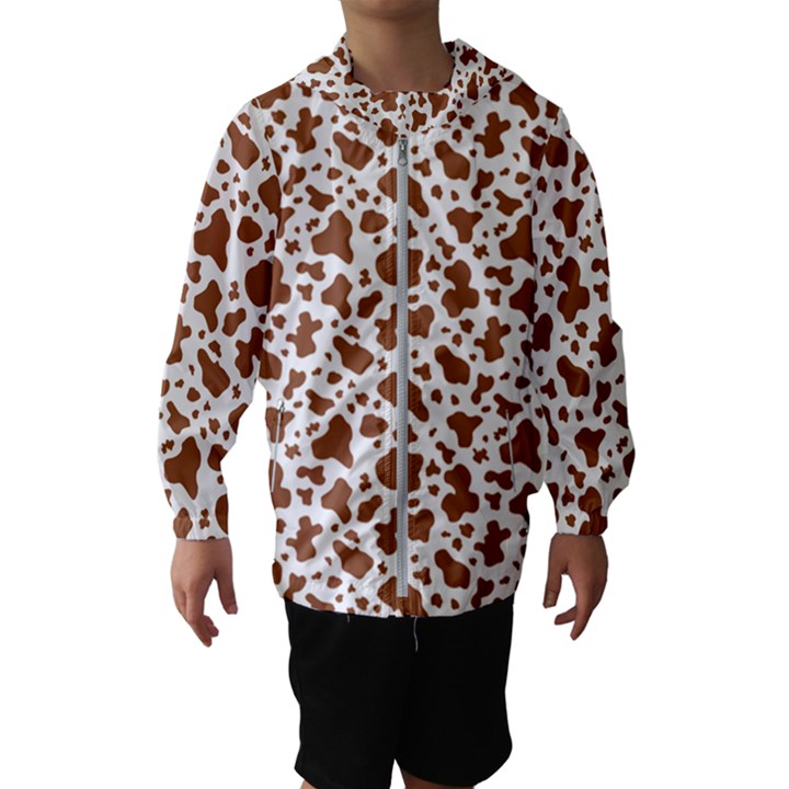 Animal Skin - Brown Cows Are Funny And Brown And White Kids  Hooded Windbreaker