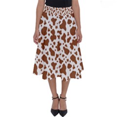 Animal Skin - Brown Cows Are Funny And Brown And White Perfect Length Midi Skirt by DinzDas