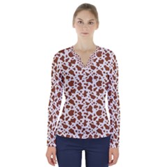 Animal Skin - Brown Cows Are Funny And Brown And White V-neck Long Sleeve Top by DinzDas