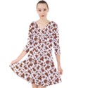 Animal Skin - Brown Cows Are Funny And Brown And White Quarter Sleeve Front Wrap Dress View1