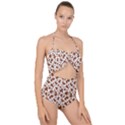 Animal Skin - Brown Cows Are Funny And Brown And White Scallop Top Cut Out Swimsuit View1