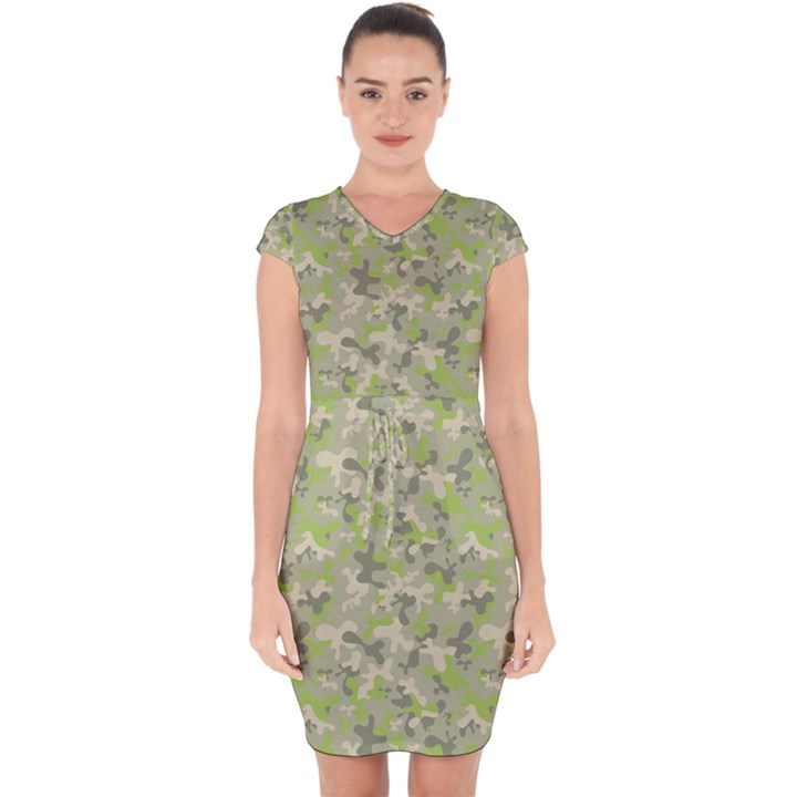 Camouflage Urban Style And Jungle Elite Fashion Capsleeve Drawstring Dress 