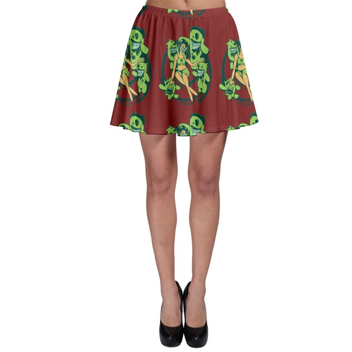 Monster Party - Hot Sexy Monster Demon With Ugly Little Monsters Skater Skirt