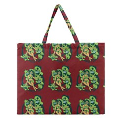 Monster Party - Hot Sexy Monster Demon With Ugly Little Monsters Zipper Large Tote Bag by DinzDas