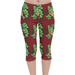 Monster Party - Hot Sexy Monster Demon With Ugly Little Monsters Velvet Capri Leggings  by DinzDas