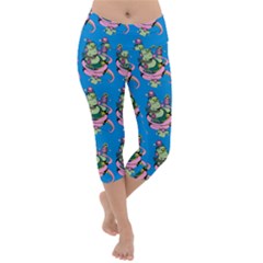 Monster And Cute Monsters Fight With Snake And Cyclops Lightweight Velour Capri Yoga Leggings by DinzDas