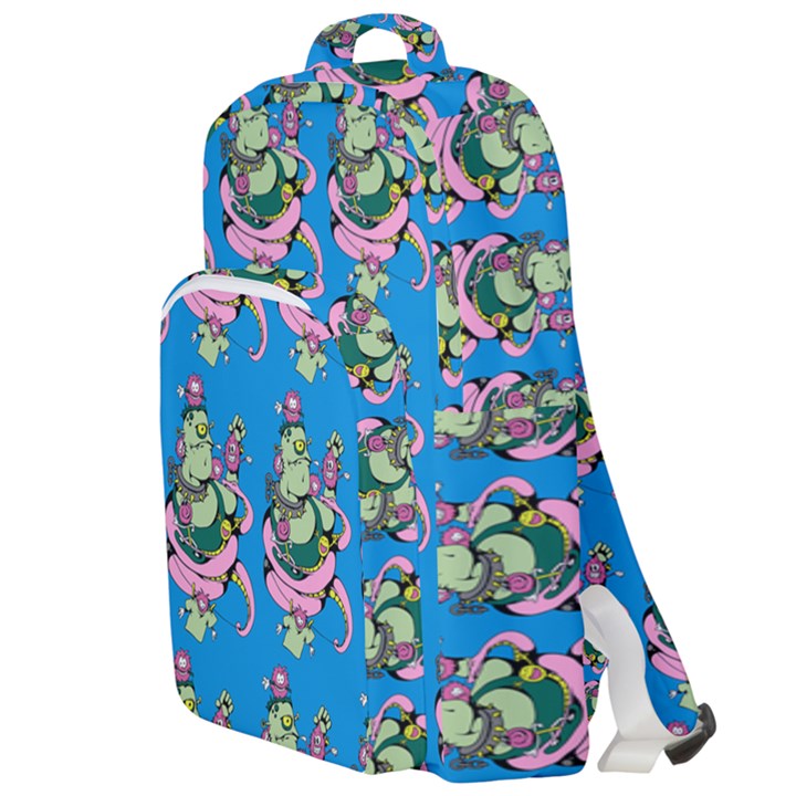 Monster And Cute Monsters Fight With Snake And Cyclops Double Compartment Backpack