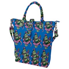 Monster And Cute Monsters Fight With Snake And Cyclops Buckle Top Tote Bag by DinzDas