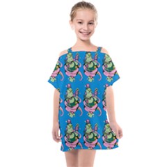 Monster And Cute Monsters Fight With Snake And Cyclops Kids  One Piece Chiffon Dress by DinzDas