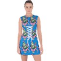 Monster And Cute Monsters Fight With Snake And Cyclops Lace Up Front Bodycon Dress View1