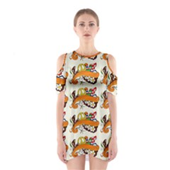 Love And Flowers And Peace Fo All Hippies Shoulder Cutout One Piece Dress by DinzDas