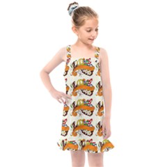 Love And Flowers And Peace Fo All Hippies Kids  Overall Dress by DinzDas