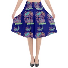 Jaw Dropping Horror Hippie Skull Flared Midi Skirt by DinzDas