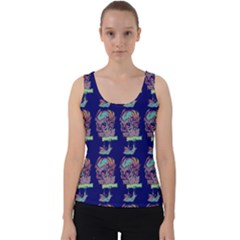 Jaw Dropping Horror Hippie Skull Velvet Tank Top by DinzDas