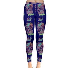 Jaw Dropping Horror Hippie Skull Inside Out Leggings by DinzDas