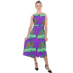 Jaw Dropping Comic Big Bang Poof Midi Tie-back Chiffon Dress by DinzDas