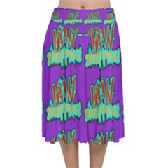 Jaw Dropping Comic Big Bang Poof Velvet Flared Midi Skirt by DinzDas