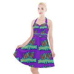 Jaw Dropping Comic Big Bang Poof Halter Party Swing Dress  by DinzDas