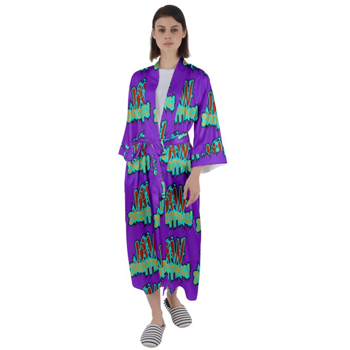 Jaw Dropping Comic Big Bang Poof Maxi Satin Kimono