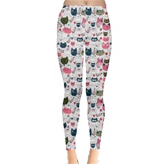 Adorable Seamless Cat Head Pattern01 Leggings  by TastefulDesigns